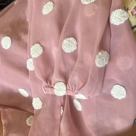 Elegant Sheer Blouse with White Polka Dots - Picture 4 of 5